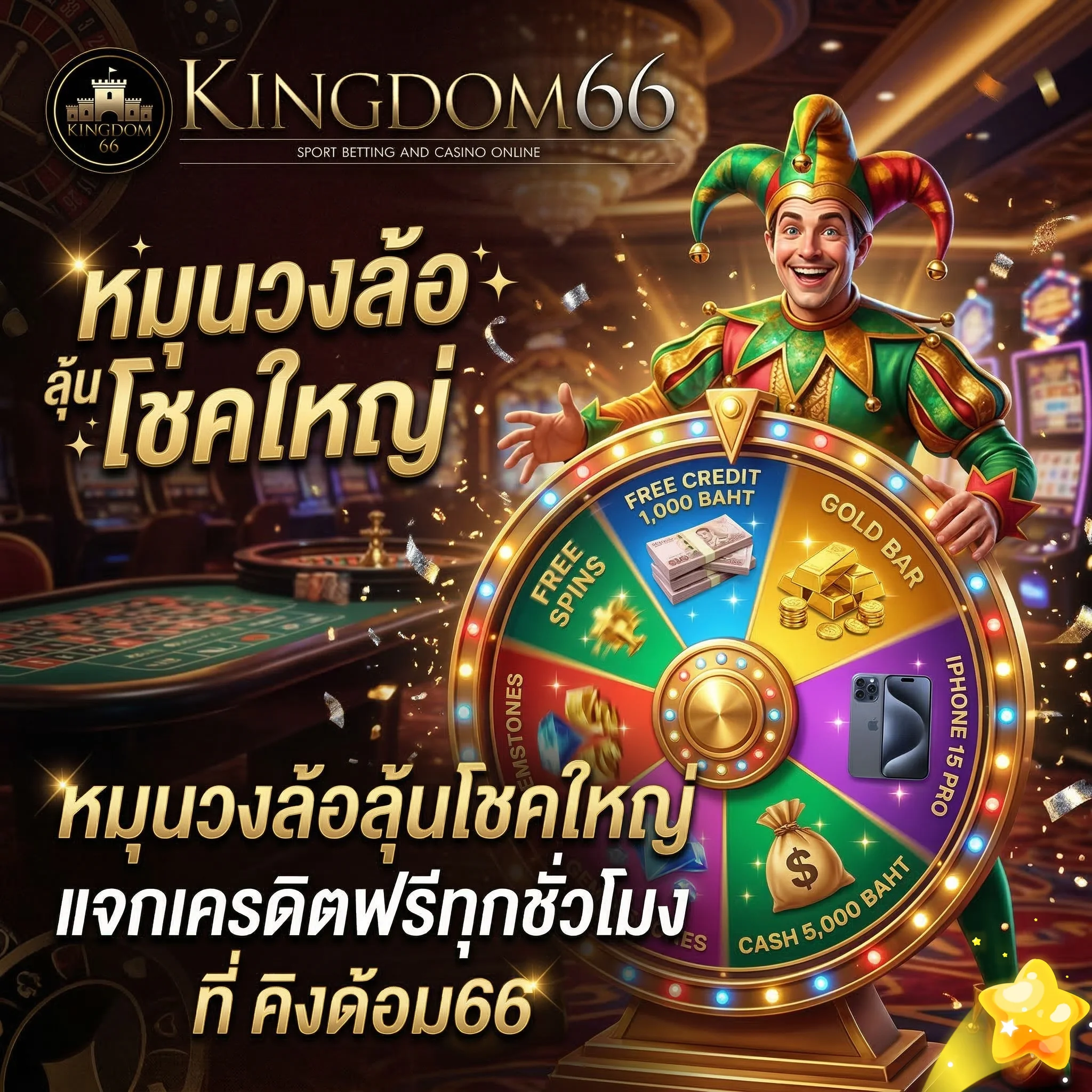 กิจกรรมหมุนวงล้อลุ้นเครดิตฟรี คิงด้อม66 ลุ้นรางวัลใหญ่ทุกวันกับ Kingdom66