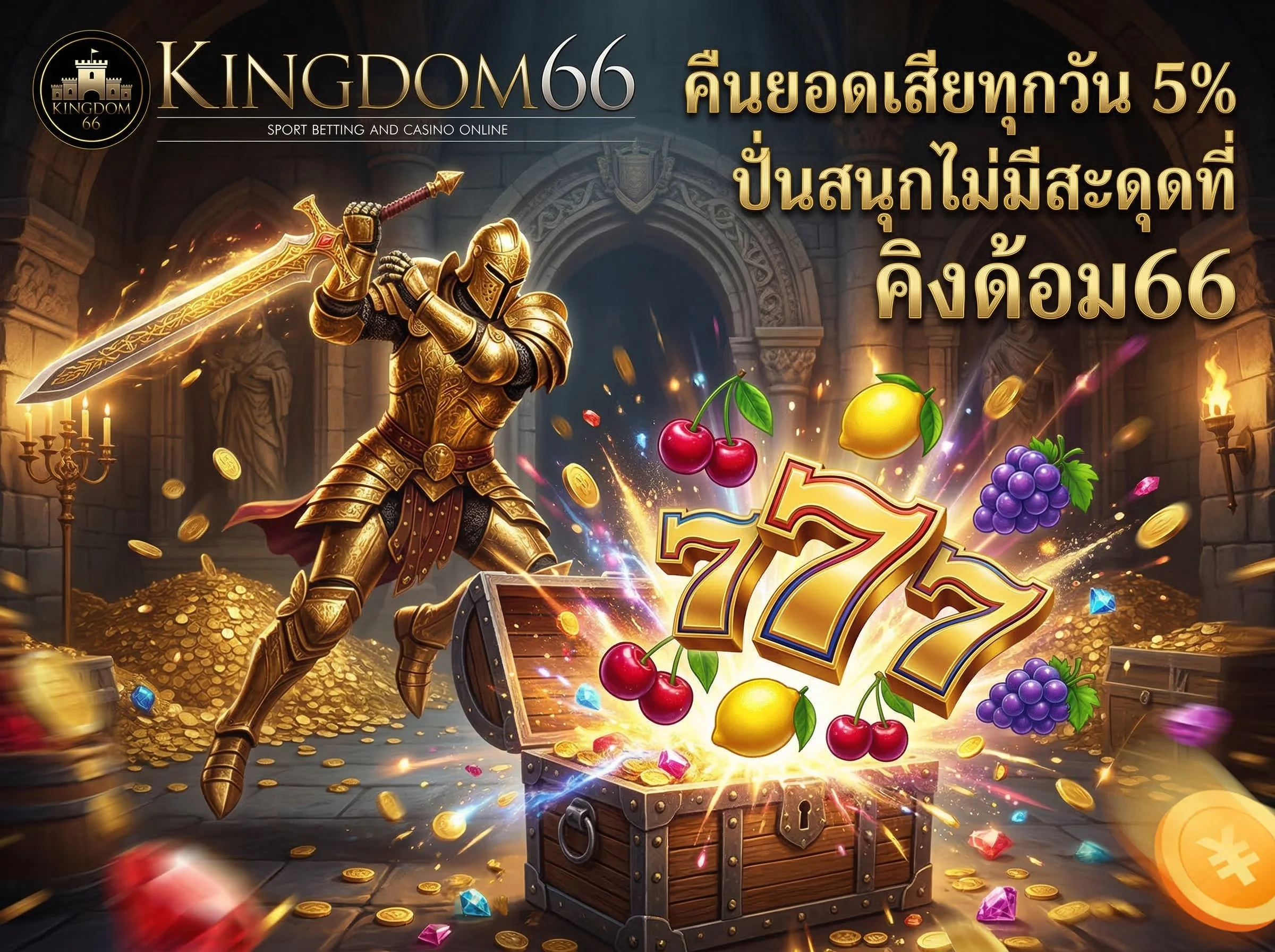 คิงด้อม66 คืนยอดเสียสล็อต 5% ทุกวัน บริการเกมสล็อตออนไลน์ Kingdom66