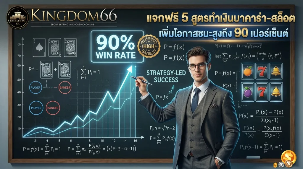 5 สูตรบาคาร่าและสล็อต Kingdom66 ใช้ได้จริง เพิ่มโอกาสชนะสูงถึง 90 เปอร์เซ็นต์ พร้อมโปรโมชั่นแจกสูตรฟรี