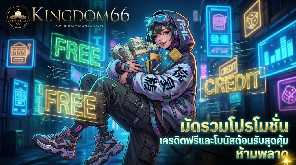 มัดรวมโปรโมชั่น Kingdom66 แจกเครดิตฟรีและโบนัสต้อนรับสุดคุ้มที่ห้ามพลาดสำหรับสมาชิกใหม่