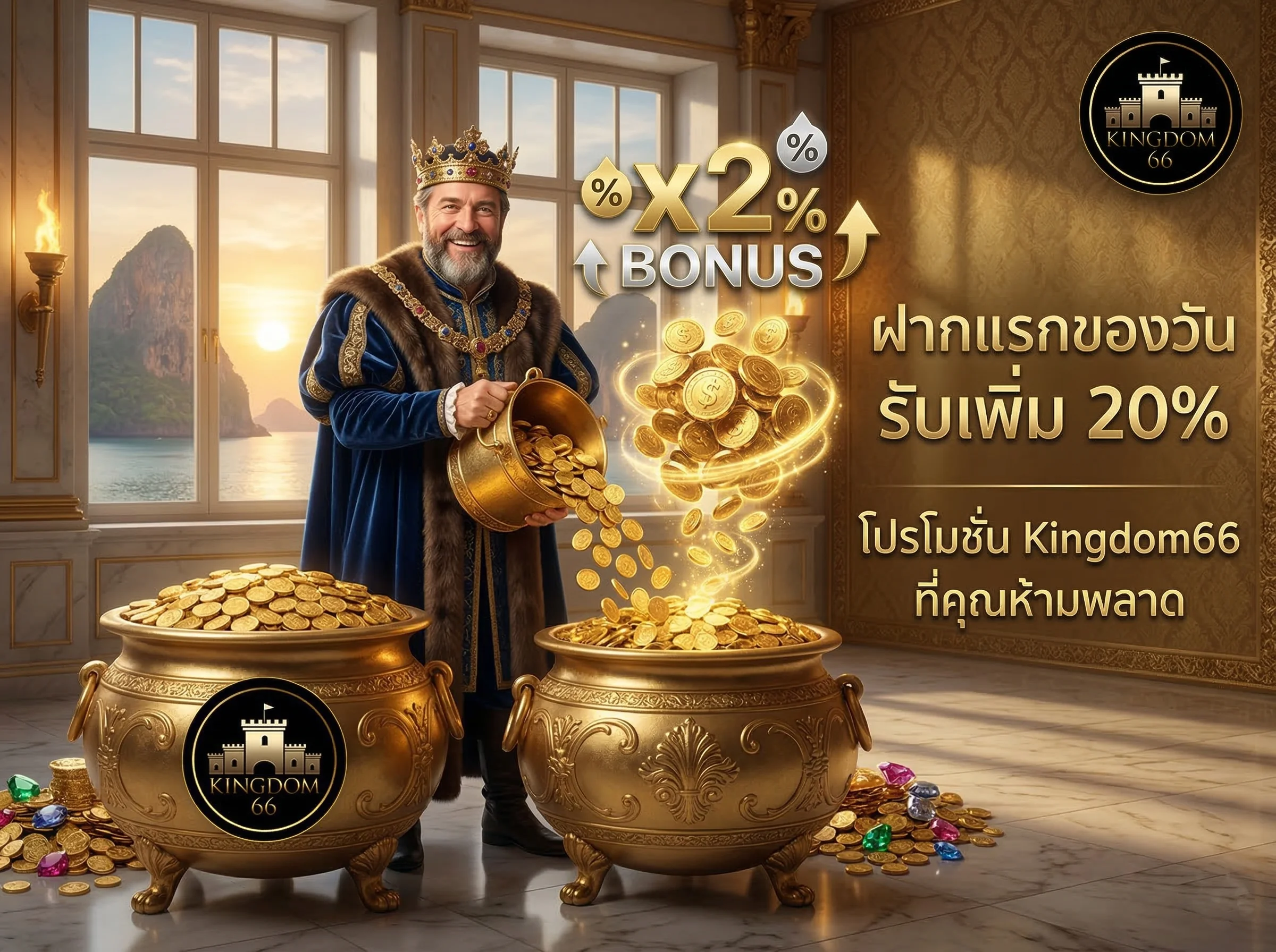 โปรโมชั่น Kingdom66 ฝากเงินรับโบนัสเพิ่ม เติมเครดิตรับยอดเพิ่มทันที