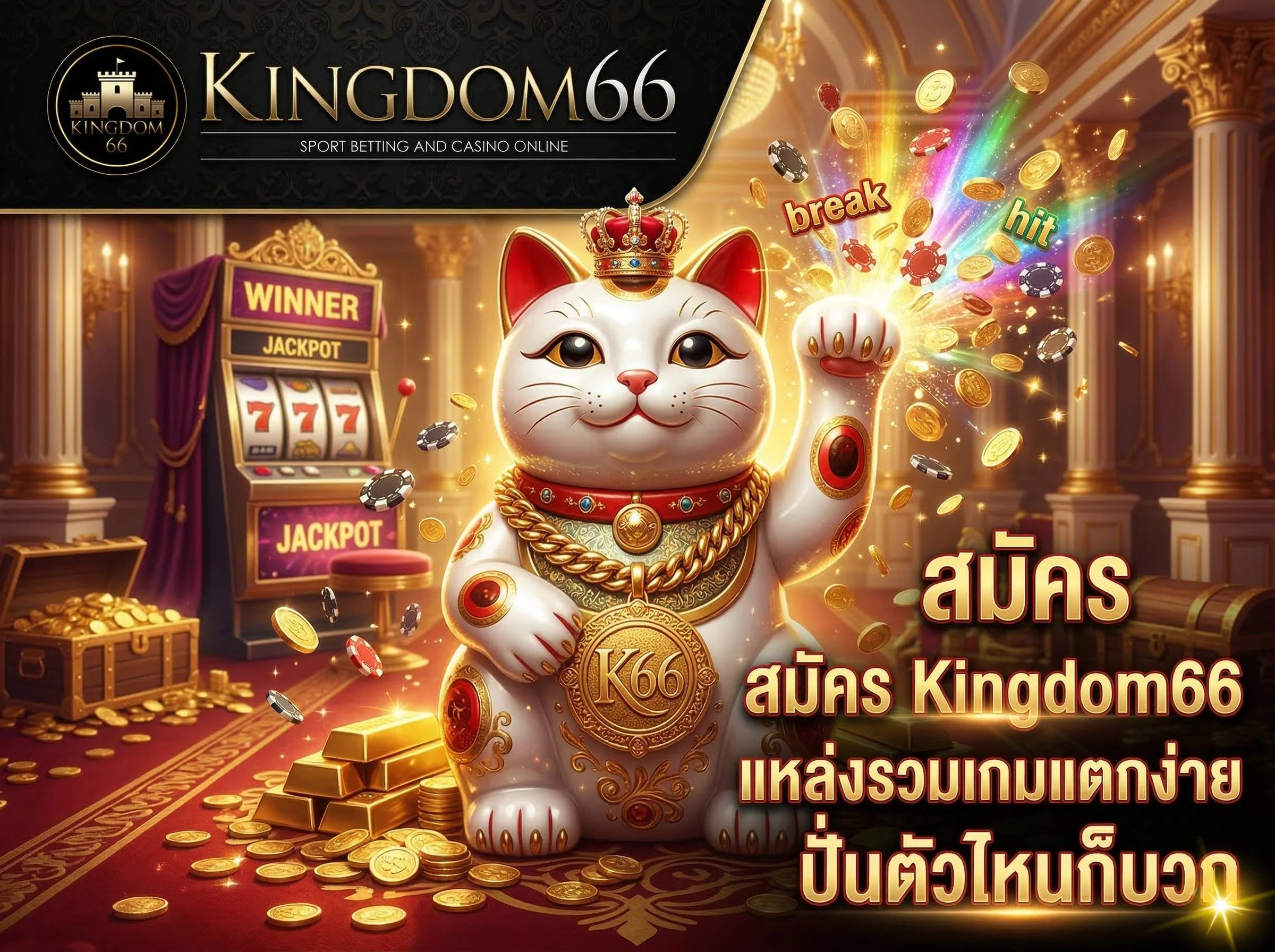 สมัคร Kingdom66 เว็บตรงไม่ผ่านเอเย่นต์ แหล่งรวมเกมสล็อตและคาสิโนแตกง่าย